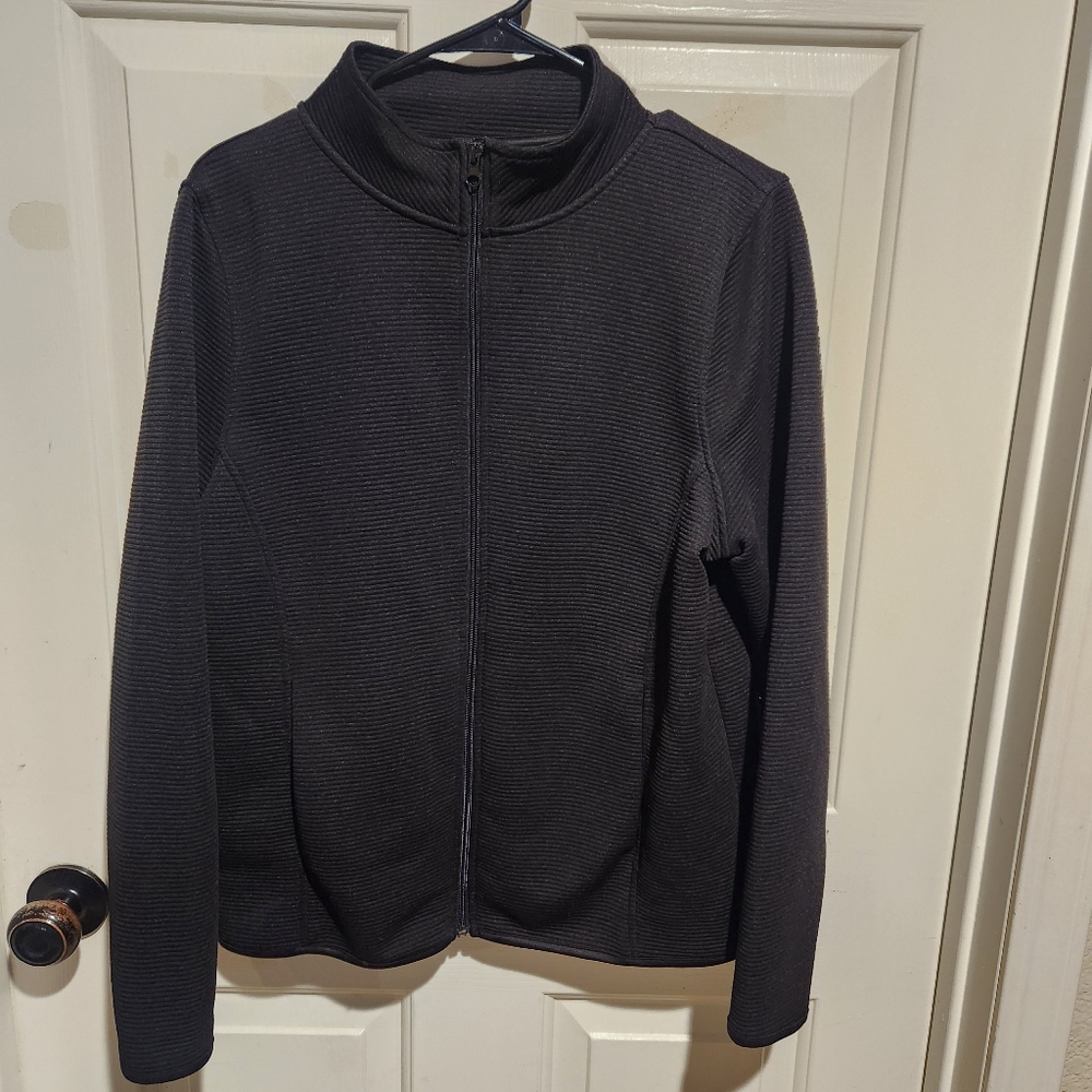A CORE Black Ribbed Fukk Zip Long Sleeve Active Jacket Active Outdoors Large